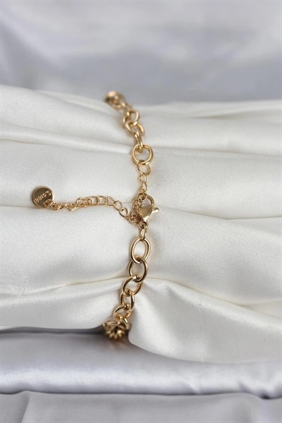 Mey İthalat® 316L Çelik Gold Renk Kelebek ve Dorikalı Kadın Bileklik