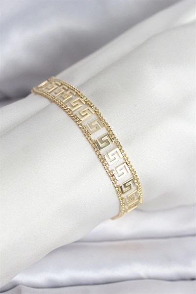 Mey İthalat® 316L Çelik Gold Renk Labirent Model Kadın Bileklik