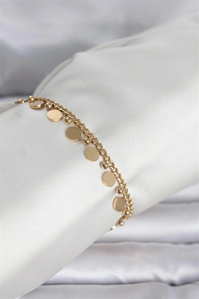 Mey İthalat® 316L Çelik Gold Renk Pullu Model Kadın Bileklik