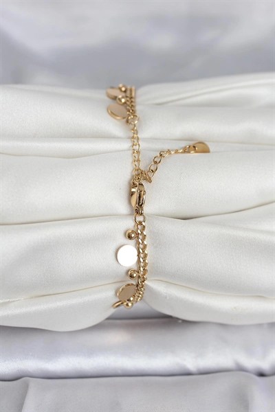 Mey İthalat® 316L Çelik Gold Renk Pullu Model Kadın Bileklik