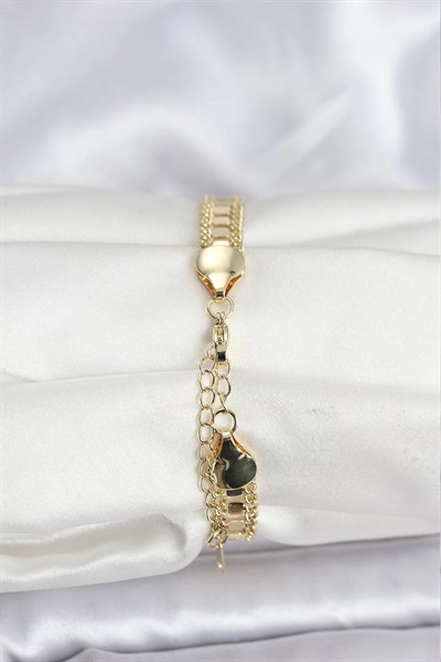 Mey İthalat® 316L Çelik Gold Renk Pullu Zincir Model Kadın Bileklik