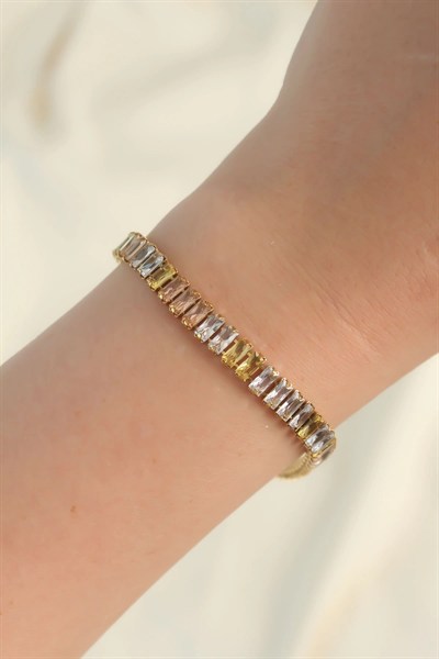 Mey İthalat® 316L Çelik Gold Renk Renkli Su Yolu Tasarımlı Bileklik