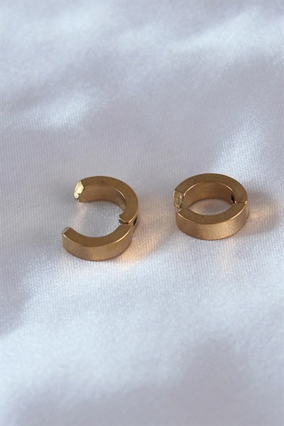 Mey İthalat® 316L Çelik Gold Renk Sıkıştırmalı Erkek Küpe