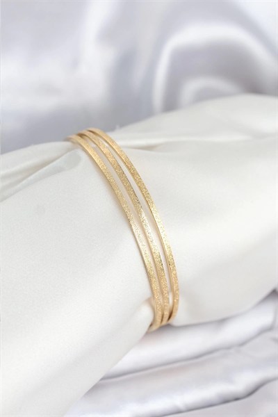 Mey İthalat® 316L Çelik Gold Renk Simli Model Ajda 65 mm Kadın Bileklik