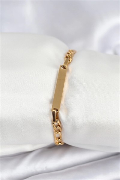 Mey İthalat® 316L Çelik Gold Renk Yazı Yazmaya Uygun Kadın Bileklik