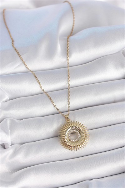 Mey İthalat® 316L Çelik Gold Renk Zincir Zirkon Taşlı Nova Yıldız Model Kadın Kolye