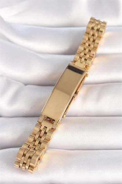 Mey İthalat® 316L Çelik Gold Renk Zincir Künye Model Erkek Bileklik