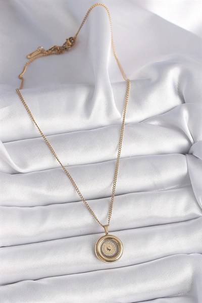 Mey İthalat® 316L Çelik Gold Renk Zincir Gold Altın Model Kadın Kolye