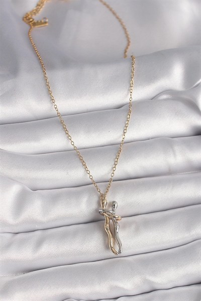 Mey İthalat® 316L Çelik Gold Renk Zincir Renkli Sarılma Model Kadın Kolye