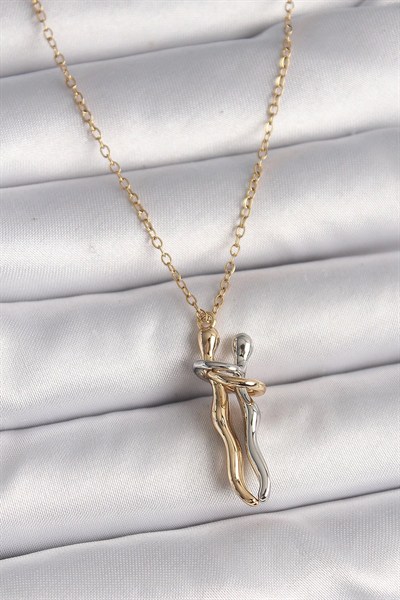 Mey İthalat® 316L Çelik Gold Renk Zincir Renkli Sarılma Model Kadın Kolye