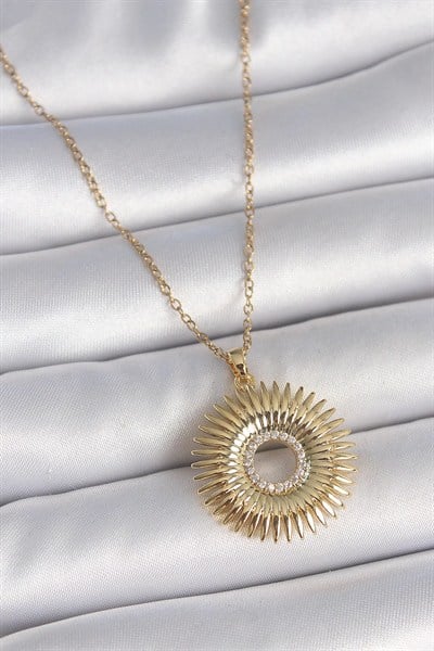 Mey İthalat® 316L Çelik Gold Renk Zincir Zirkon Taşlı Nova Yıldız Model Kadın Kolye