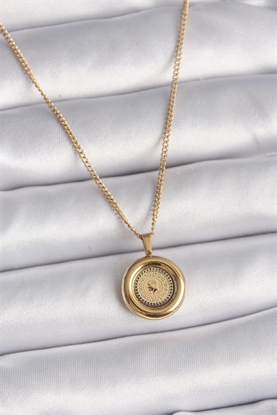 Mey İthalat® 316L Çelik Gold Renk Zincir Gold Altın Model Kadın Kolye