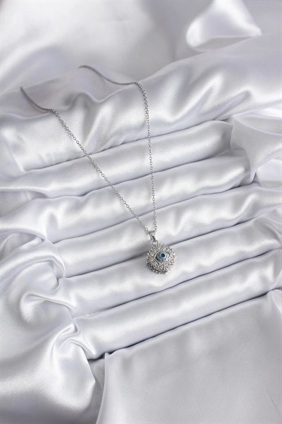 Mey İthalat® 316L Çelik Gold Renk Zirkon Taşlı Göz Model Kadın Kolye