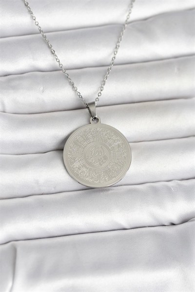 Mey İthalat® 316L Çelik Gümüş Renk Ayetel Kürsi Yazılı Kolye