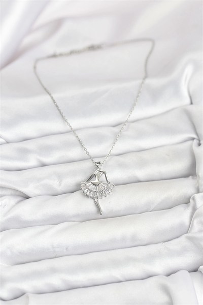 Mey İthalat® 316L Çelik Gümüş Renk Balerin Model Kadın Kolye