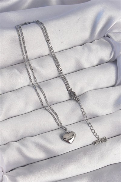 Mey İthalat® 316L Çelik Gümüş Renk Kalp Model Love Kolye