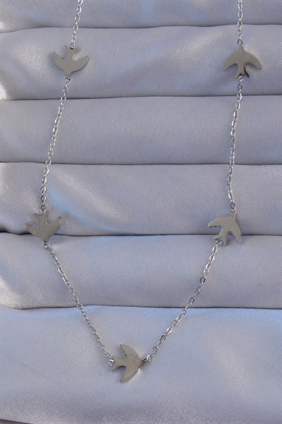 Mey İthalat® 316L Çelik Gümüş Renk Kuş Model Kolye