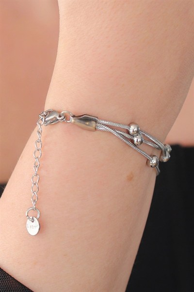 Mey İthalat® 316L Çelik Gümüş Renk Minimal Top Figür Kadın Bileklik