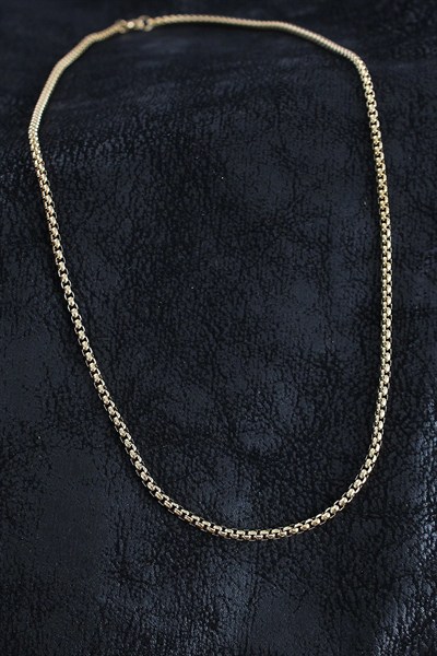 Mey İthalat® 316L Çelik Örme Zincir Model Gold Renk Erkek Kolye