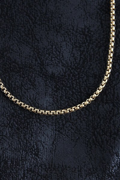 Mey İthalat® 316L Çelik Örme Zincir Model Gold Renk Erkek Kolye