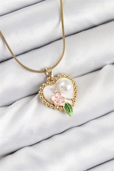 Mey İthalat® 316L Çelik Sanatsal Portre Model Gold Renk Kadın Kolye