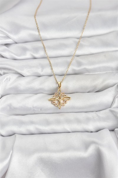 Mey İthalat® 316L Çelik Zincir Gold Renk Sonsuzluk Model Zirkon Taşlı Kadın Kolye
