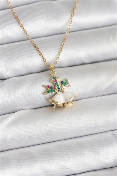 Mey İthalat® 316L Çelik Zincir Gold Renk Chirtsmas Bell Model Yılbaşı Temalı Kadın Kolye
