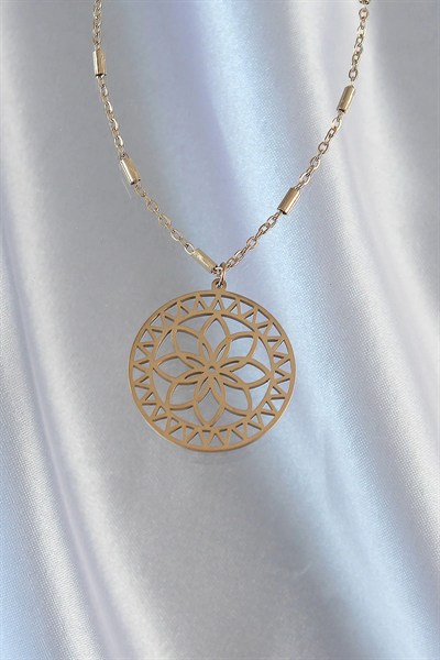 Mey İthalat® 316L Çelik Zincir Gold Renk Lotus Model Kolye