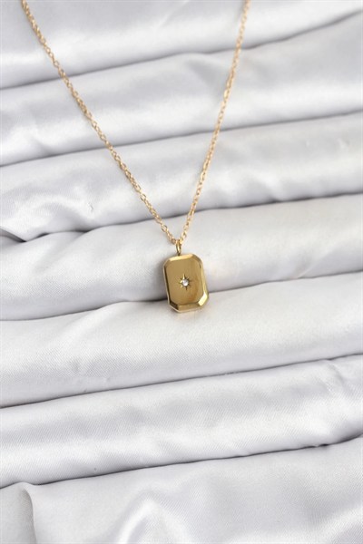 Mey İthalat® 316L Çelik Zincir Gold Renk Minimal Kutup Yıldızı Model Kadın Kolye