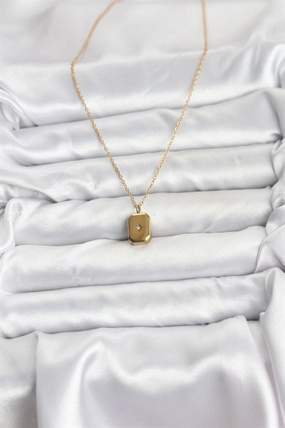 Mey İthalat® 316L Çelik Zincir Gold Renk Minimal Kutup Yıldızı Model Kadın Kolye