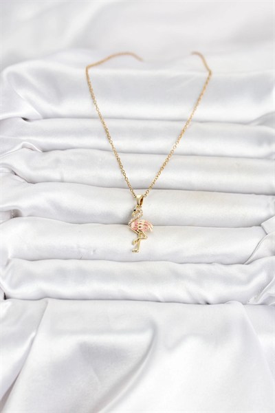 Mey İthalat® 316L Çelik Zincir Gold Renk Flamingo Model Kadın Kolye
