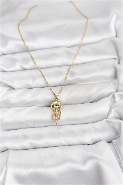 Mey İthalat® 316L Çelik Zincir Gold Renk Deniz Anası Model Zirkon Taşlı Kadın Kolye