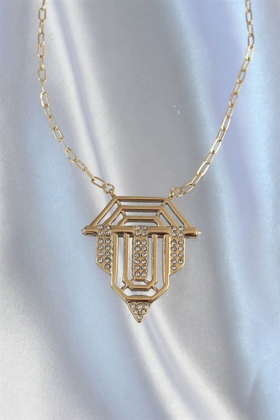 Mey İthalat® 316L Çelik Zincir Gold Renk Zirkon Taşlı Serenay Kolyesi