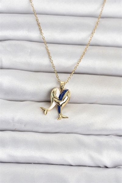 Mey İthalat® 316L Çelik Zincir Gold Renk Dolphin Model Kadın Kolye