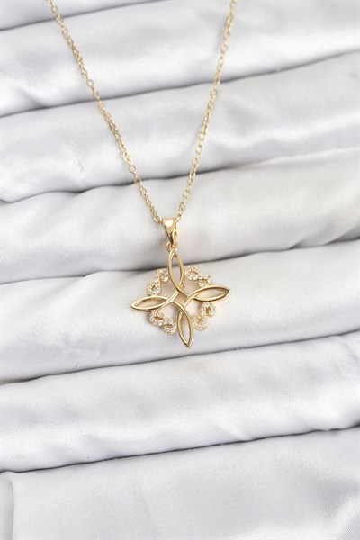 Mey İthalat® 316L Çelik Zincir Gold Renk Sonsuzluk Model Zirkon Taşlı Kadın Kolye