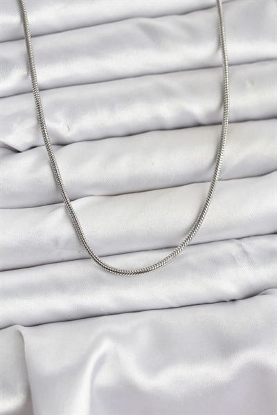 Mey İthalat® 316L Çelik Zincir Gümüş Renk 60 cm Yılan Zincir Kadın Kolye