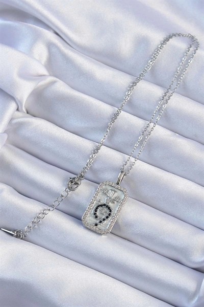 Mey İthalat® 316L Çelik Zincir Gümüş Renk Zirkon Taşlı Minimal Papatya Figürlü Tarot Kolye