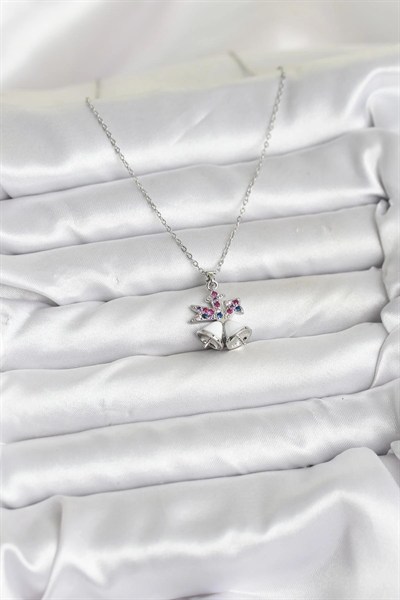 Mey İthalat® 316L Çelik Zincir Gümüş Renk Chirtsmas Bell Model Yılbaşı Temalı Kadın Kolye