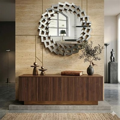 Mey İthalat® 40x40 cm Kırılmaz Pleksi Dekoratif Duvar Aynası - Modern Geometrik Tasarım 1. Sınıf Ayna