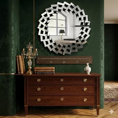 Mey İthalat® 40x40 cm Kırılmaz Pleksi Dekoratif Duvar Aynası - Modern Geometrik Tasarım 1. Sınıf Ayna