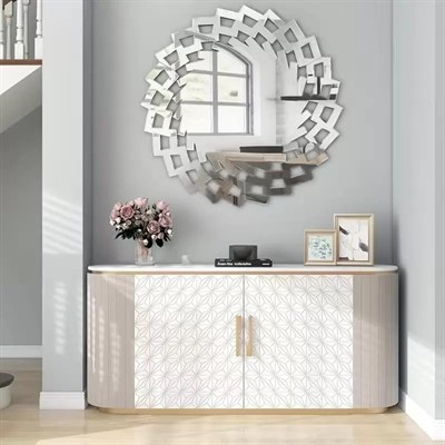Mey İthalat® 40x40 cm Kırılmaz Pleksi Dekoratif Duvar Aynası - Modern Geometrik Tasarım 1. Sınıf Ayna