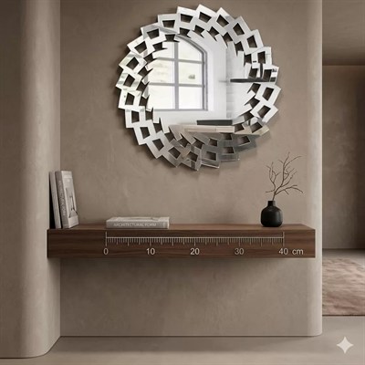 Mey İthalat® 40x40 cm Kırılmaz Pleksi Dekoratif Duvar Aynası - Modern Geometrik Tasarım 1. Sınıf Ayna