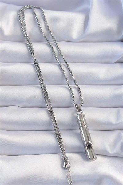 Mey İthalat® Acil Durum Düdüğü 316L Çelik Kararma Yapmaz Yüksek Desibel Kolye Unisex