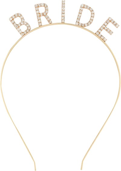 Mey İthalat® Altın Gold Renk Bekarlığa Veda Kristal Taş Bride Tacı İthal 16x10 cm
