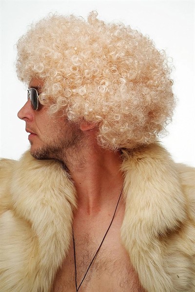 Mey İthalat® Altın Renk Kıvırcık Afro Bonus Peruk Saç Parti Peruğu Platin Gold