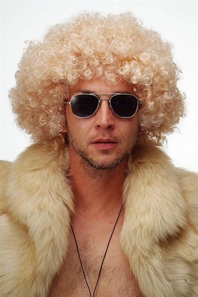 Mey İthalat® Altın Renk Kıvırcık Afro Bonus Peruk Saç Parti Peruğu Platin Gold