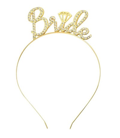 Mey İthalat® Altın Renkli Taşlı “Bride” Gelin Tacı – El Yazısı Yazı Tipiyle
