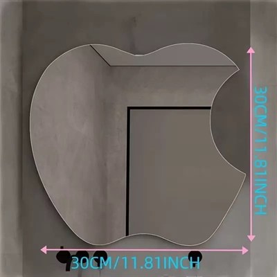 Mey İthalat® Apple Tasarım Kırılmayan Pleksi Duvar Aynası - 30x30 cm Modern Dekoratif Ayna