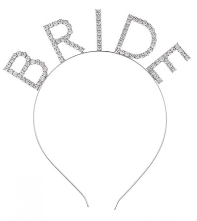 Mey İthalat® Bekarlığa Veda Mega Boy Kristal Taşlı Gümüş Bride Taç Gelin Tacı 20X21 cm