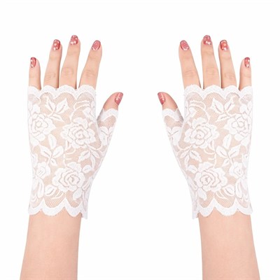 Mey İthalat® Beyaz Dantel Parmaksız Kısa Eldiven